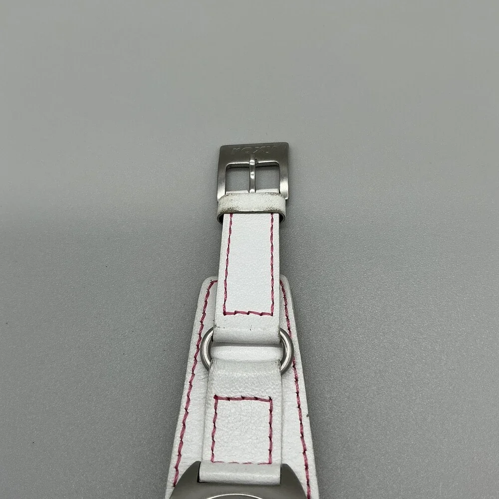 Roxy Womens Watch 30mm Pink Camo Logo Dial White Leather Bund Strap New Battery